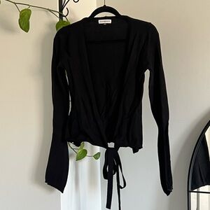 Weekday Black Tie-Front Wrap Cardigan
